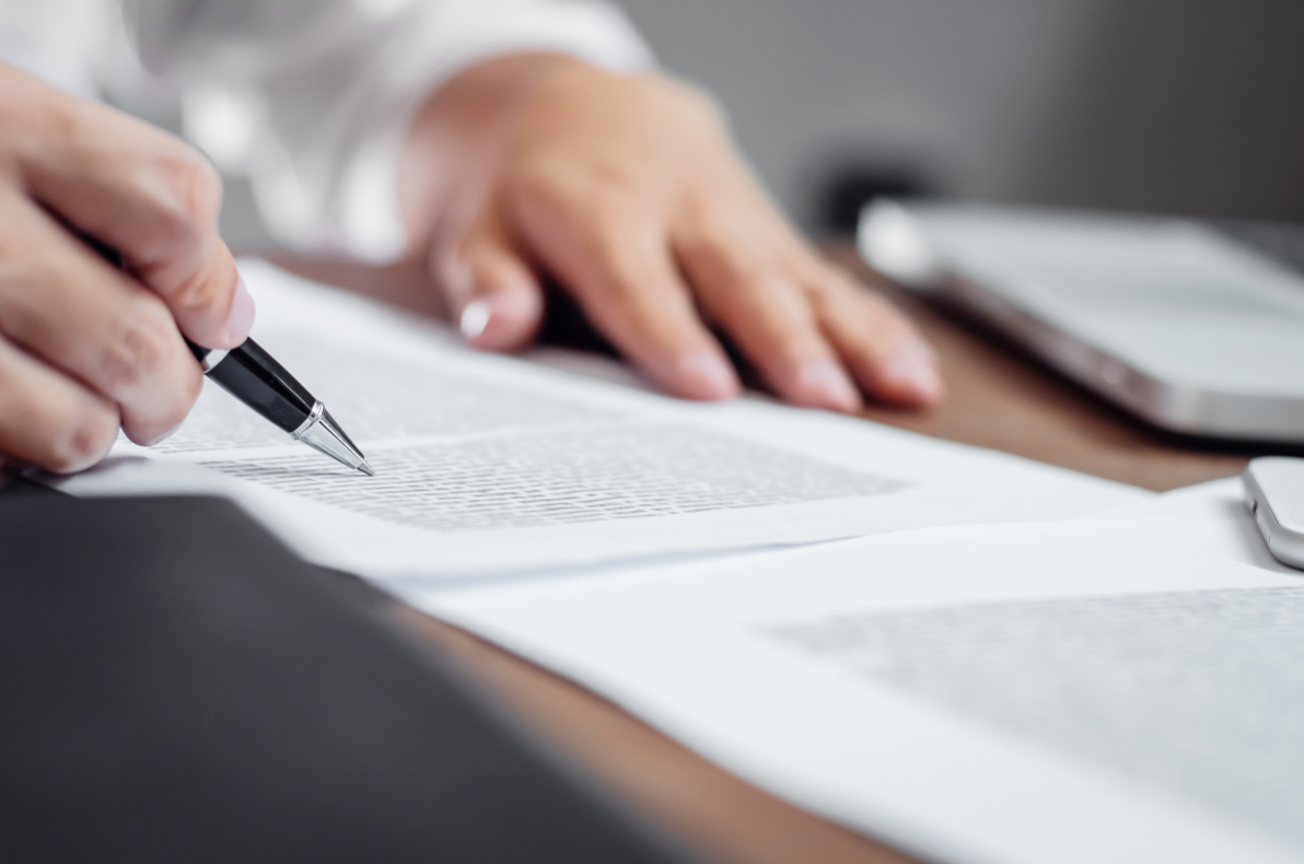 Person reading over documents